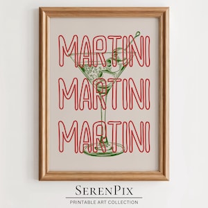 Retro Martini Cocktail Print: Fun Kitchen Bar Decor (Digital Download)