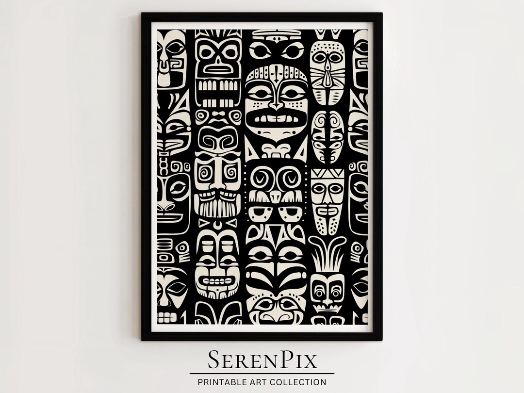 Black and White African Tribal Wall Art, Unique African Art Print ...