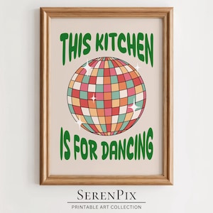 Retro Disco Ball Kitchen Print: Funky Home Art (PDF)