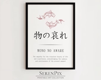 Mono No Aware Kanji Definition Art Print: Japanese Zen Decor (Digital Download)