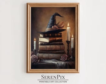 Vintage Witch Hat Art Print: Gothic Halloween Decor (Digital Download)