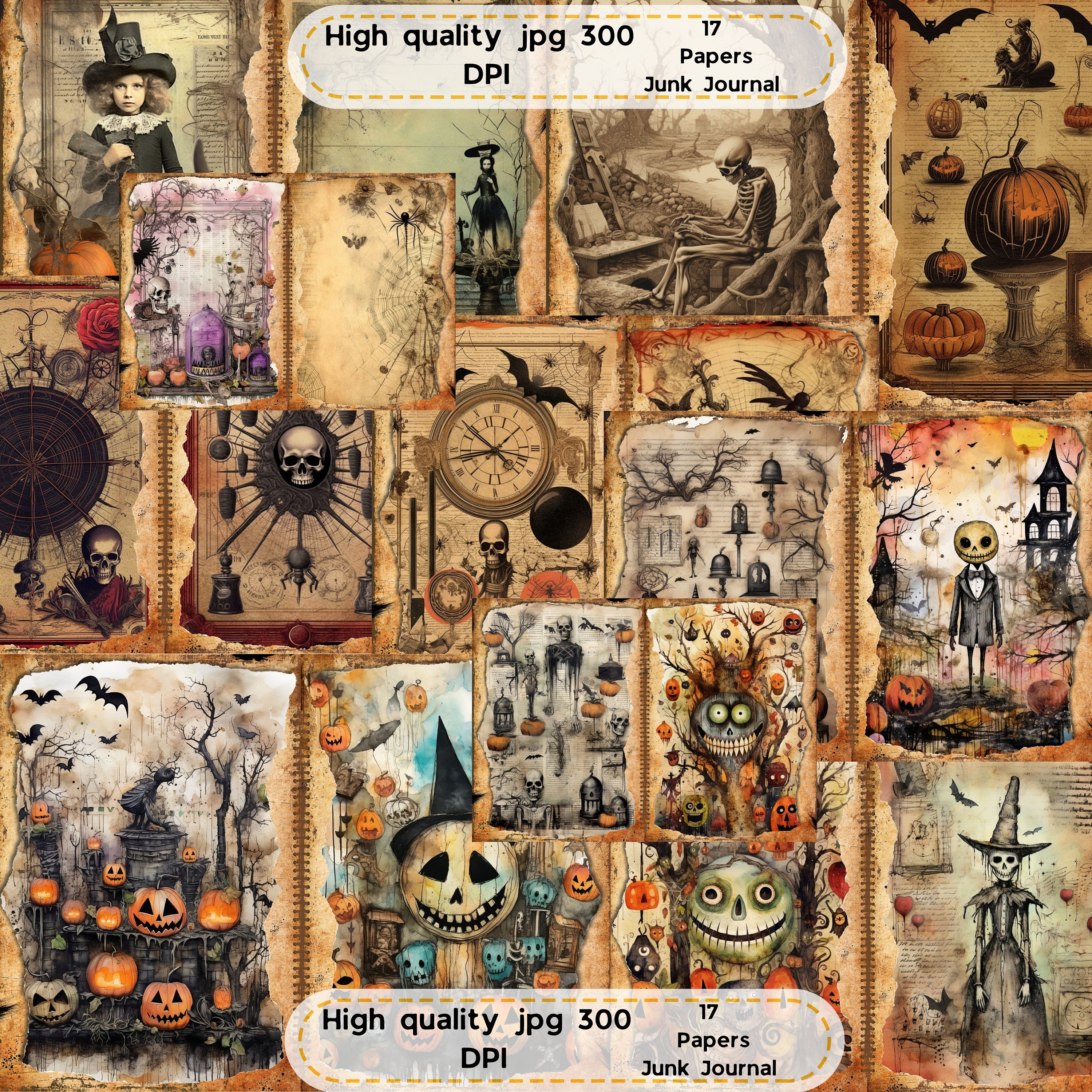 ハロウィンジャンクジャーナル、ハロウィンペーパー、スクラップ