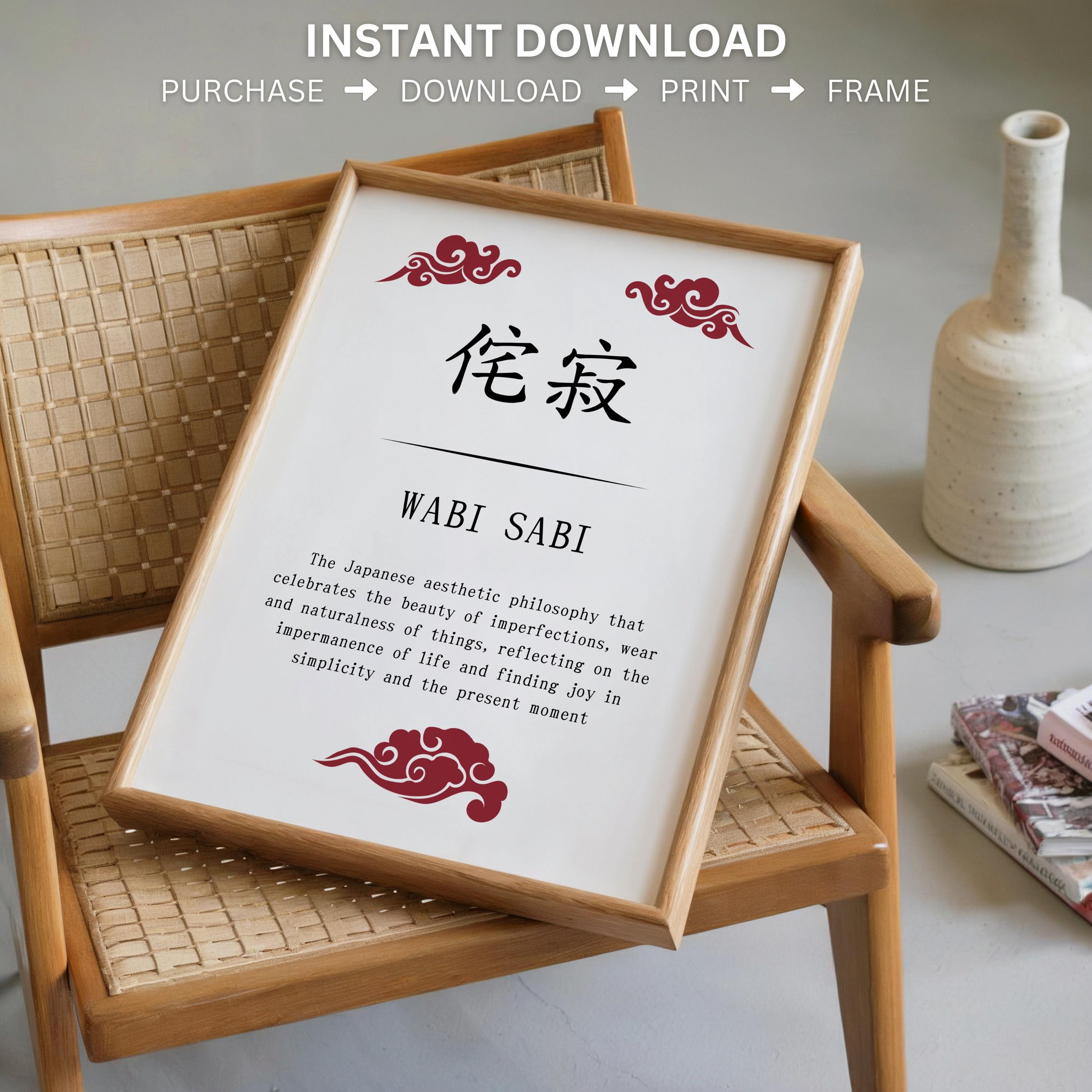 Wabi Sabi Kanji Definition Art: Japanese Zen Poster (digital