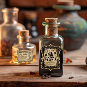 Étiquettes de potion de sorcier, étiquettes d'apothicaire vintage, autocollants d'étiquettes de potion, apothicaire de sorcière, déco d'Halloween, fête de sorcier, déco d'anniversaire image 3