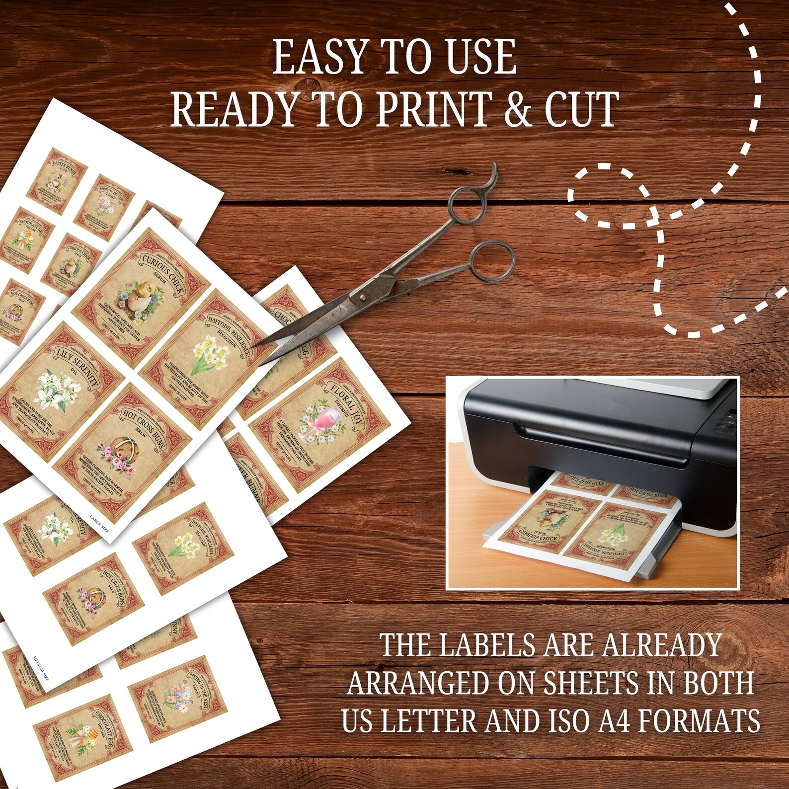 Easter Potion Labels: Vintage Printable Apothecary Stickers (digital ...