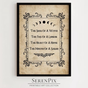 Halloween Spirit Of The Witch Wall Art, Unique Halloween Art, Vintage Witch Art, Halloween Art Print, Wall Decor, Digital Download