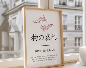 Mono No Aware Kanji Definition Wall Art, Japanese, Oriental