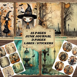 Journal d'Halloween, Papiers d'Halloween, Kit album de scrapbooking, Journal effrayant d'objets indésirables, Feuille PDF d'Halloween, Impressions numériques