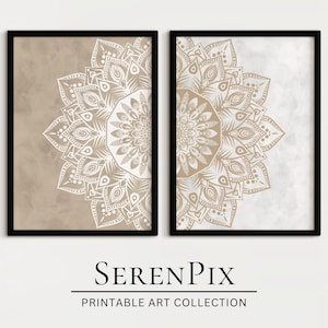 Mandala Wall Art, Set of 2 Prints, Yoga Poster, Meditative Decor, Mindfulness Art, Yoga Studio Decor, Therapy Office Decor, Digital Download