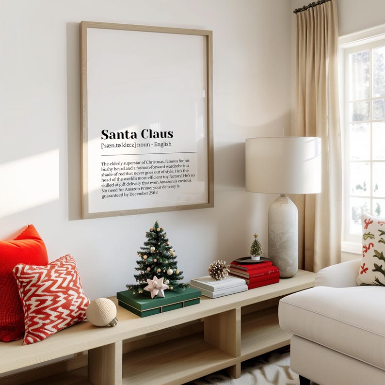 Santa Claus Definition Print, Cozy Christmas Decor, Christmas Art Print
