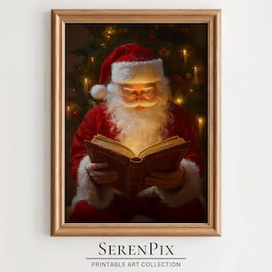 Santa Claus Wall Art, Cozy Christmas Decor, Vintage Santa Claus, Christmas Art Print, Santa Claus Print, Santa Painting, Digital Download