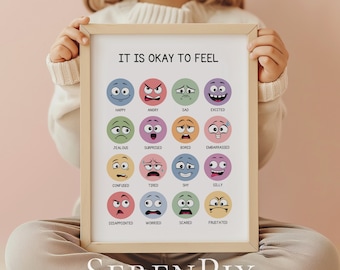 Kids Emotions Poster: Educational Nursery Decor (Digital Print)