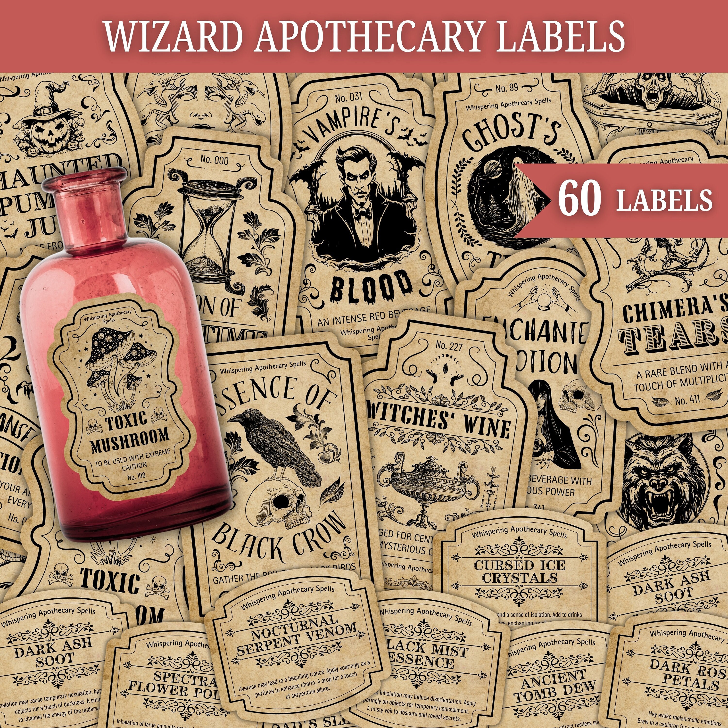 Yamobi 30 pièces Autocollants Magie Dessin Animé, Set de Stickers Sorcière pour Accessoires Scrapbook, Stickers Album Photo Esthétique, Vélo, Ordinateur Portable, Skateboard, PET Transparent