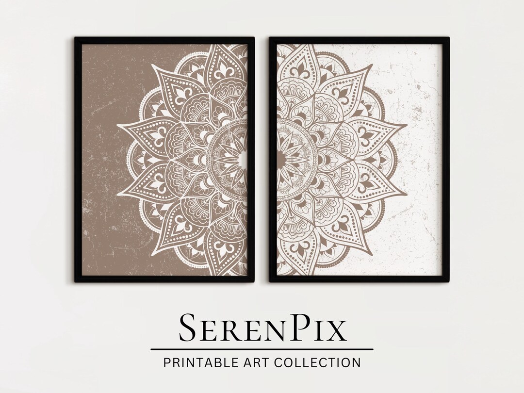 Boho Mandala Art Prints: Zen Yoga Decor Set of 2 (digital Download - Etsy