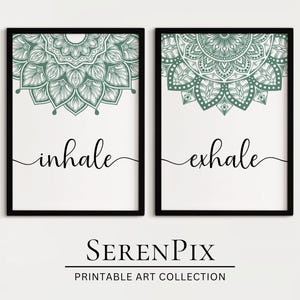 Inhale Exhale Mandala Art Prints: Calming Yoga Decor (Digital Download)