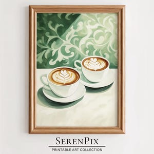Cappuccino Wandkunst, Küchen Wandkunst, Kaffee Liebhaber Dekor, Espresso Kunstdruck, italienischer Cappuccino Poster, trendige Kaffeekunst, digitale Kunst