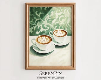 Impresión artística de capuchino: póster de café italiano, decoración de cocina (arte digital)
