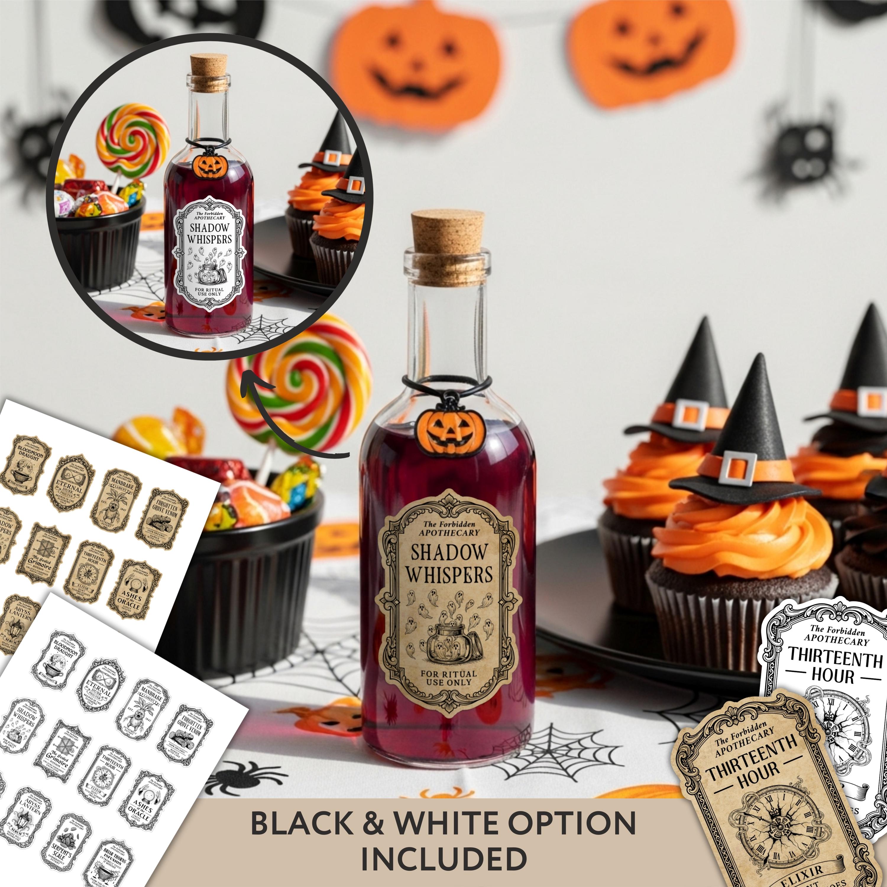 Apothecary Labels Set – 12 Vintage Halloween Potion Stickers, Wizard ...