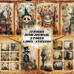 Journal d'Halloween, Papiers d'Halloween, Kit album de scrapbooking, Journal effrayant d'objets indésirables, Feuille PDF d'Halloween, Impressions numériques