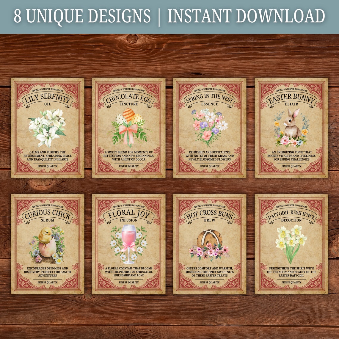 Easter Potion Labels: Vintage Printable Apothecary Stickers (digital ...