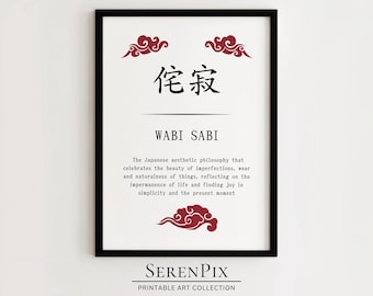 Wabi Sabi Kanji Definition Art: Japanese Zen Poster (Digital Download)
