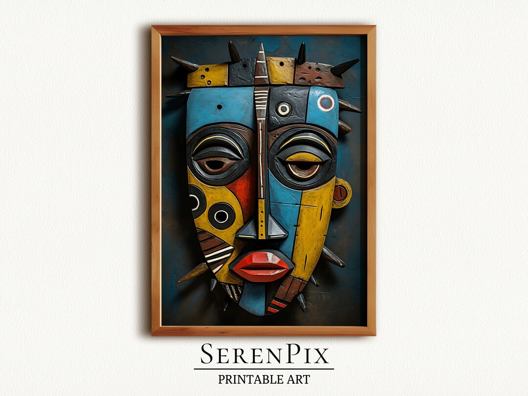 African Mask Wall Art Ethnic Wall Decor Abstract Tribal Etsy