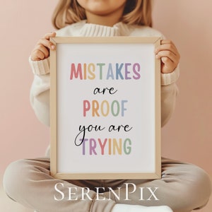 Inspirierende Kinder Print: Fehler sind Beweis, dass Sie versuchen (Digitaler Download)