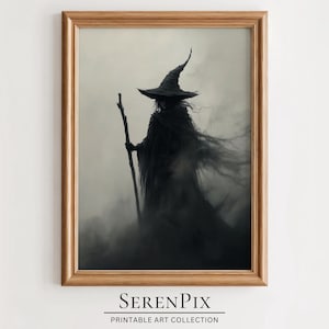 Witchy Decor Halloween Wall Art, Vintage Witch Art, Witchcore Print, Halloween Art Print, Dark Art Decor, Spooky Halloween Art, Digital Art