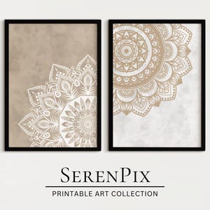 Mandala Wall Art, Set of 2 Prints, Yoga Poster, Meditative Decor, Mindfulness Art, Yoga Studio Decor, Therapy Office Decor, Digital Download