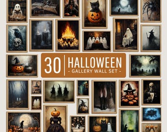 Halloween Gallery Wall Art: Vintage Ölgemälde Drucke (Set von 30) (Digitaldrucke)