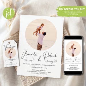Arched Photo Joint Birthday Invitation Template (Digital)