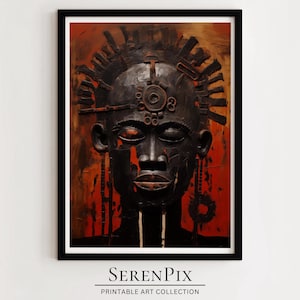 African Warrior Art Print: Bold Ethnic Oil Painting (Instant Download)