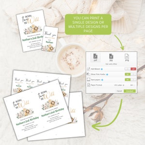 May include: Printable invitation for a child's second birthday party with a jungle animal theme. The invitation features a lion, zebra, giraffe, and monkey with the text "Born Two Be Wild".