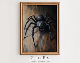 Gruselige Spinne Ölgemälde: Dunkles Halloween Dekor (Digitaler Download)
