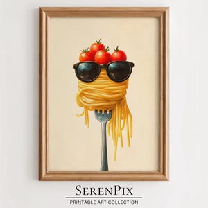Lustige Spaghetti Kunstdruck: Italienische Küchen Dekoration (Digitaler Download)