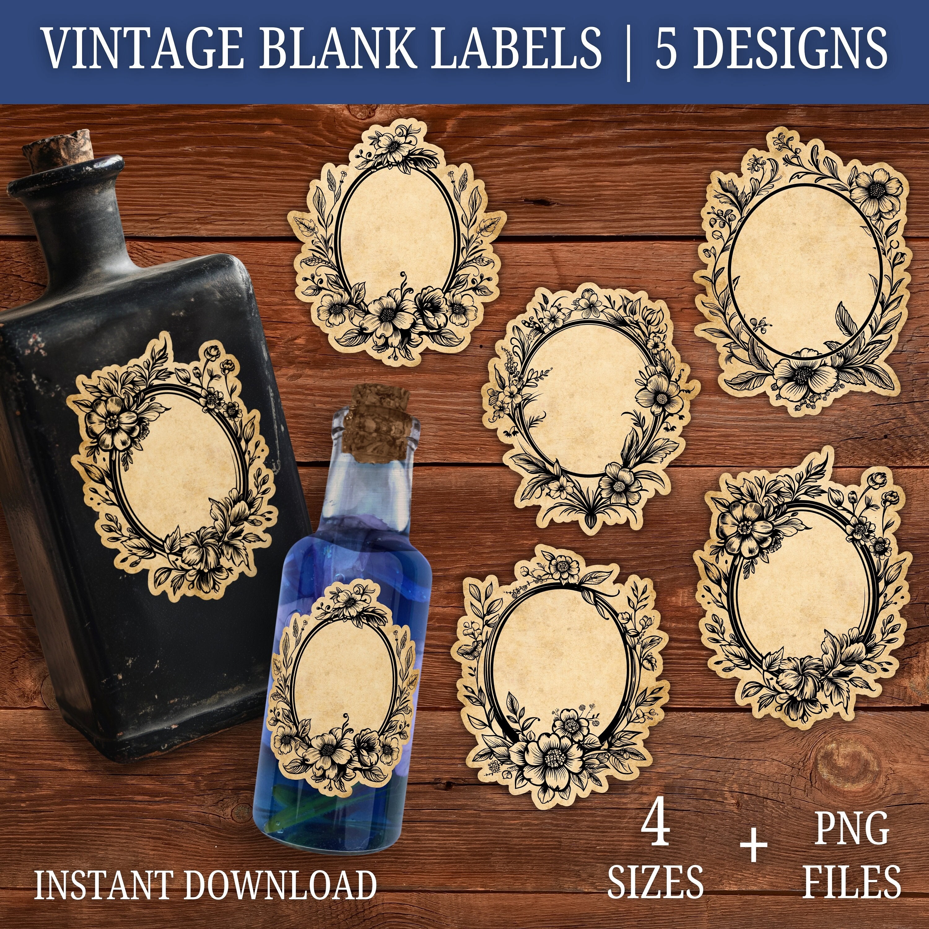 Apothecary Labels: Vintage Printable Blank Potion Bottle Labels ...