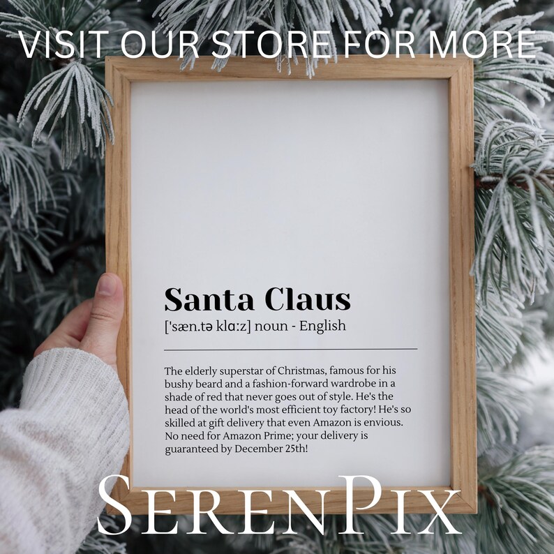 Santa Claus Definition Print, Cozy Christmas Decor, Christmas Art Print