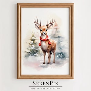 Winter Reindeer Print: Cozy Christmas Wall Art (Digital Download)