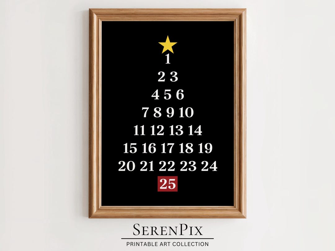 Tree Countdown Poster Christmas Countdown Tree Art Print: Minimalist Holiday Decor (digital ...