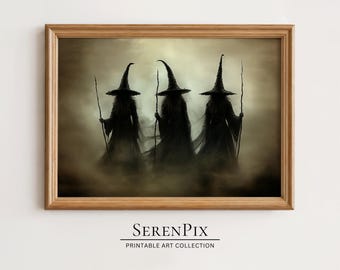 Vintage Halloween Witch Art Print: Spooky Witchcore Decor (Digital Art)