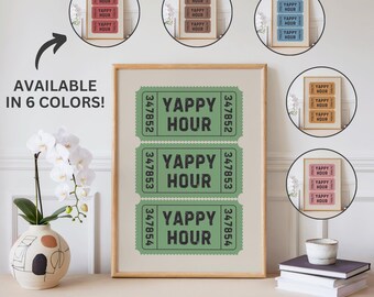 Yappy Hour Ticket Print: Retro Bar Cart Art (Digital Download)