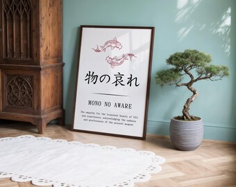 Mono No Aware Kanji Definition Wall Art, Japanese, Oriental