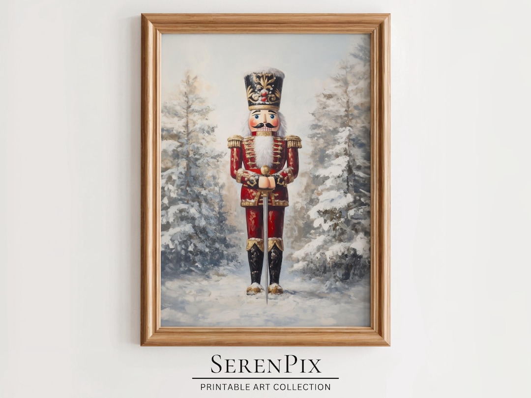 Vintage Nutcracker Christmas Art Print: Snowy Forest Scene (digital ...