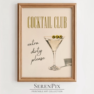 Martini Cocktail Club Art Print: Retro Bar Decor (Digital Download)