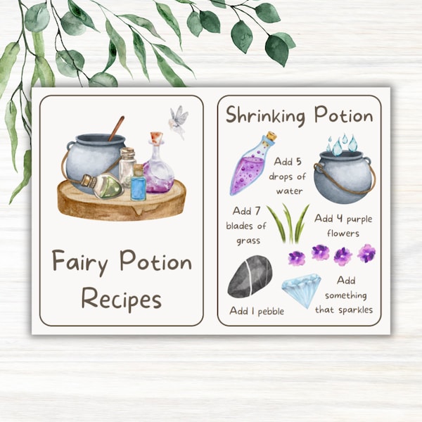 Printable Mud Kitchen Recipe Cards, Fairy Potions, Educational Learning Resources, Summer Activities, Outdoor Forest School, Role Play