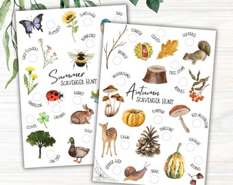 Printable Seasonal Scavenger Hunt, Nature Treasure Hunt, Forest School, Outdoor Learning Resource, Early Years Activity, Birthday Party Game