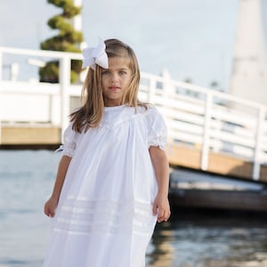 Savannah Girls Heirloom Cotton and Lace Dress for Portraits, Flower Girls, First Communion, Baptism