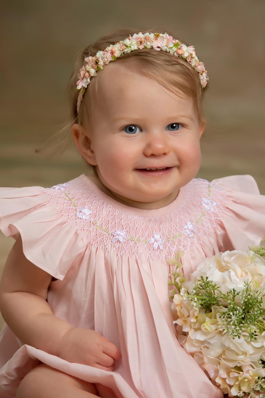 Magnolia Baby Girls Pink Emily and Ethan Smocked Bubble main image 0