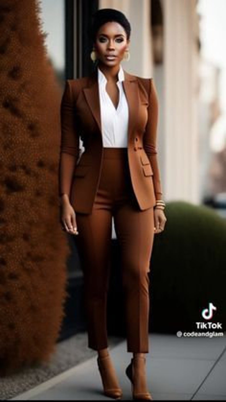 Handmade,chocolatet Brown Pant Suit for Women,office Pant Suit for ...