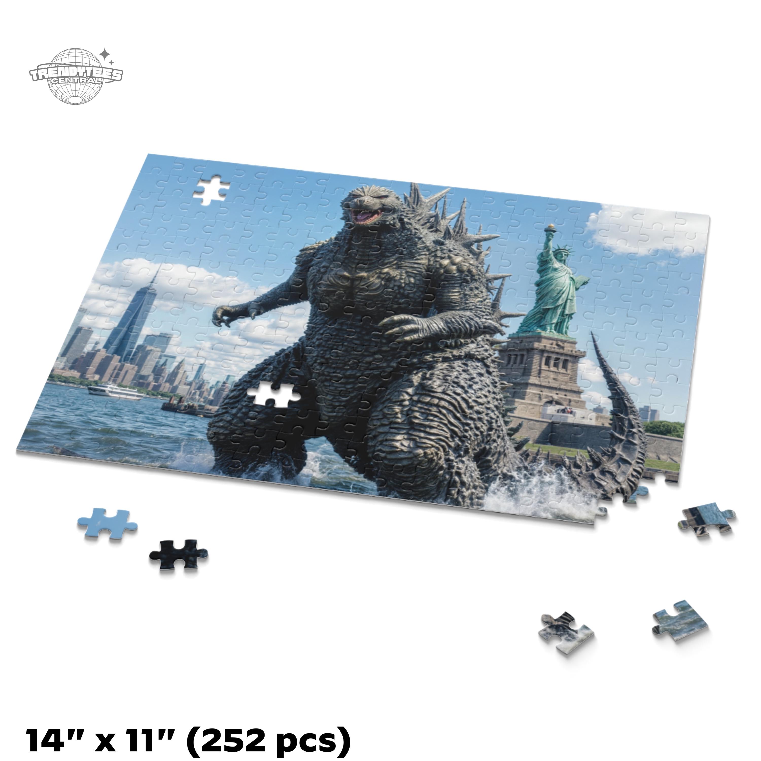 Godzilla Jigsaw Puzzle: New York Harbor Scene, Monster Kaiju